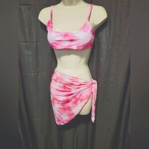 Pink & white Tie-Dye Bikini Set